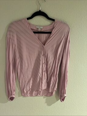 Joie Pale Pink Button-Front V-Neck Blouse